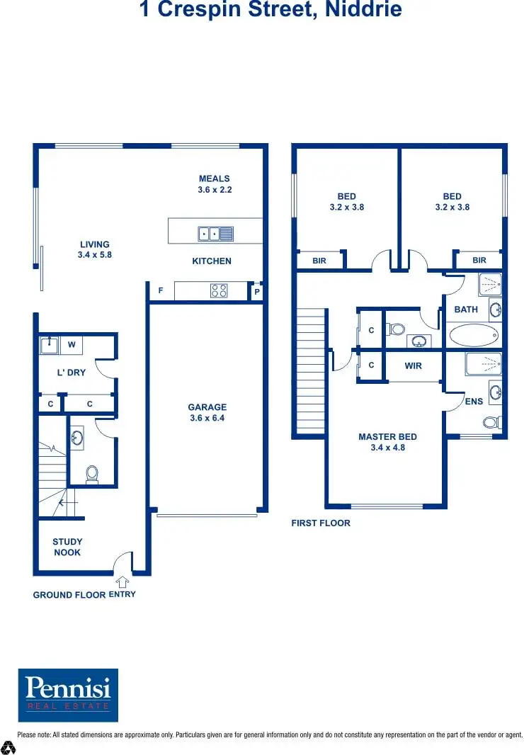 Floorplan of Homely townhouse listing, 1 Crespin Street, Niddrie VIC 3042