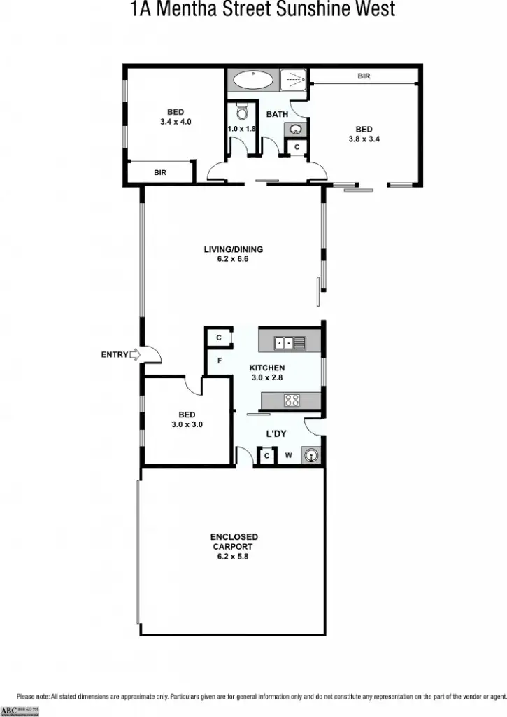Floorplan of Homely unit listing, 1A Mentha Street, Sunshine West VIC 3020