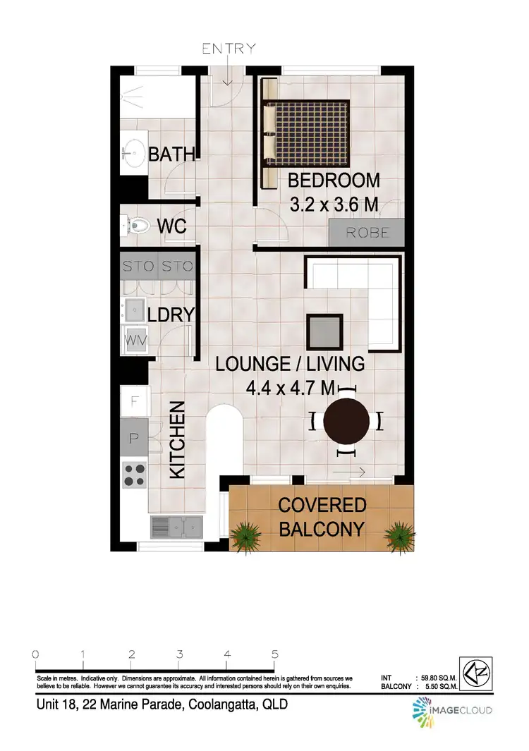 Floorplan of Homely unit listing, 18/22 Marine Parade 'Kirra Gardens', Coolangatta QLD 4225