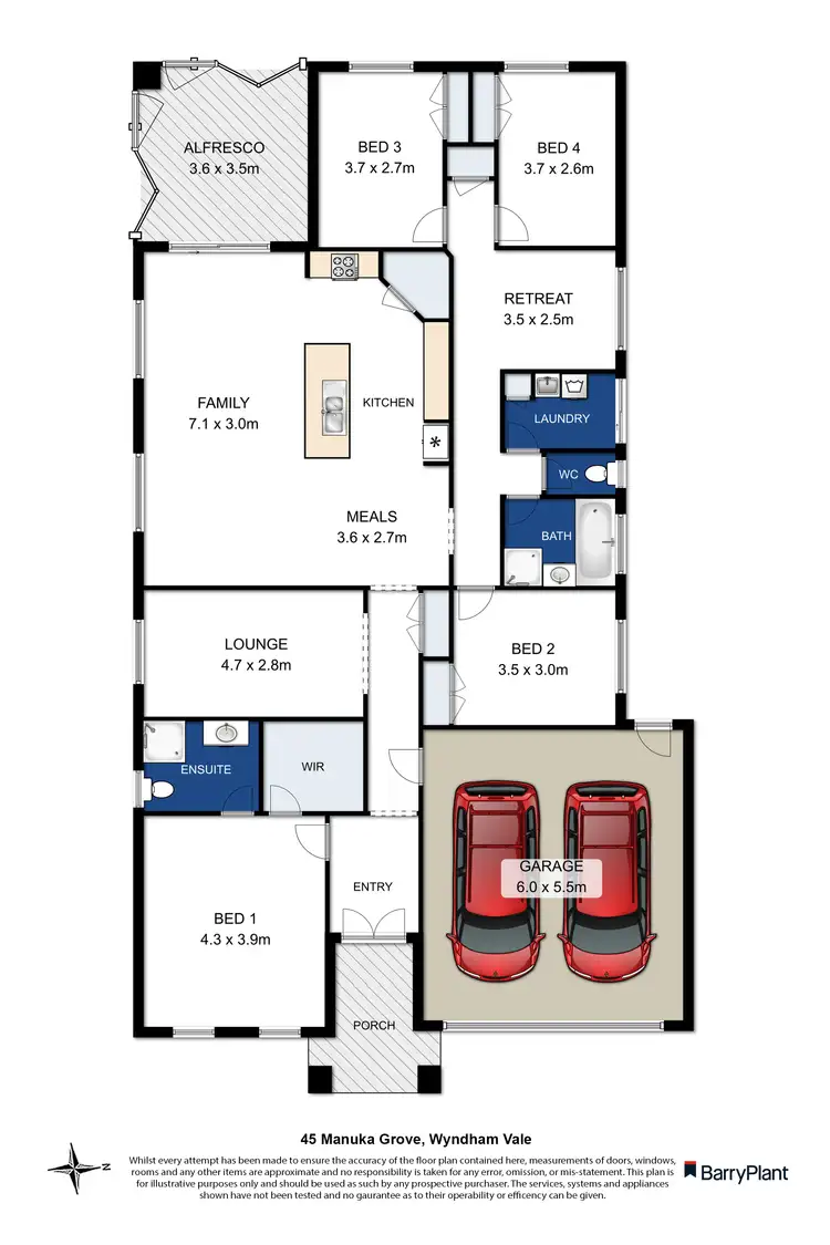 Floorplan of Homely house listing, 45 Manuka Grove, Wyndham Vale VIC 3024
