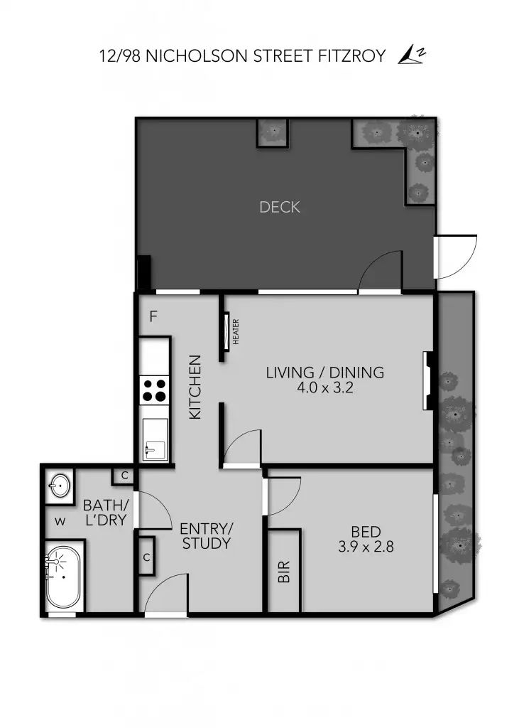 Floorplan of Homely apartment listing, 12/98 Nicholson Street, Fitzroy VIC 3065