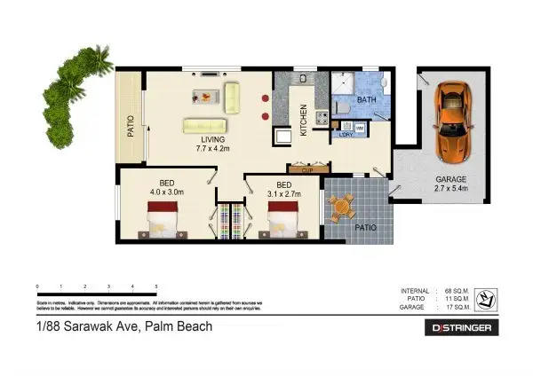 Floorplan of Homely unit listing, 1/88 Sarawak Avenue, Palm Beach QLD 4221