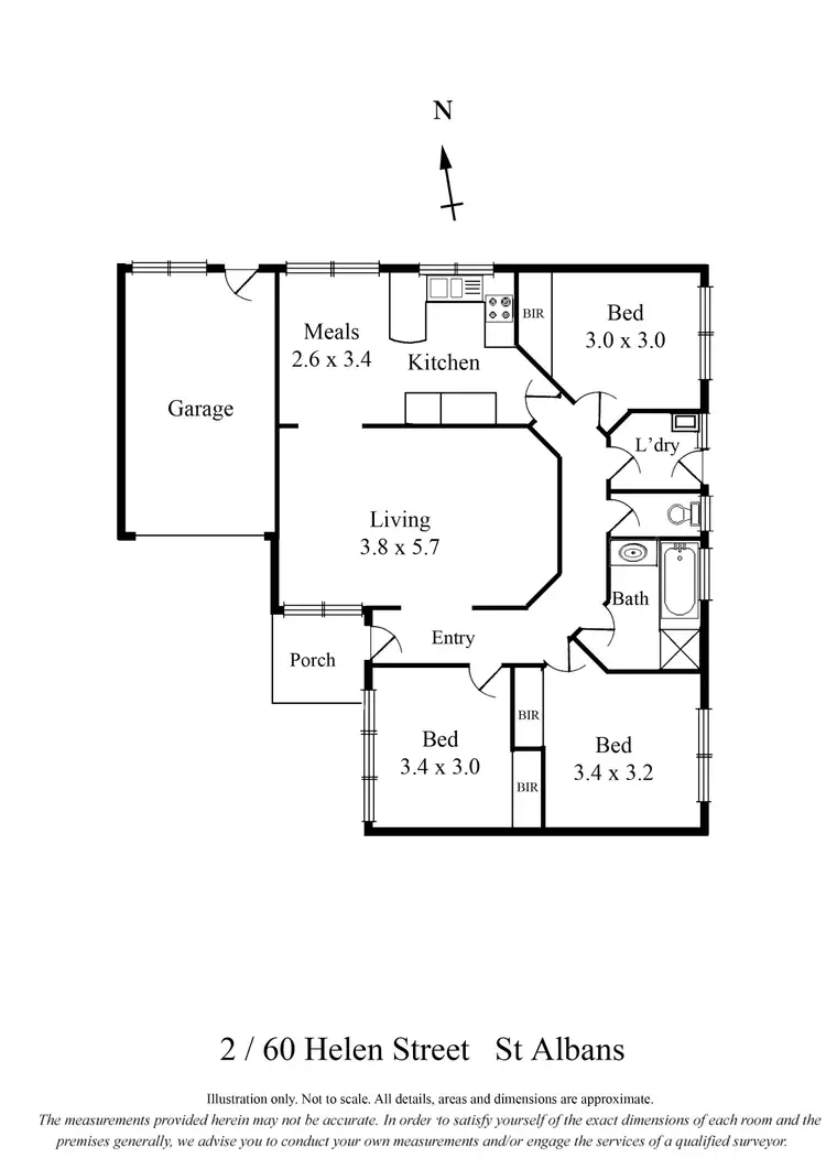 Floorplan of Homely unit listing, 2/60 Helen Street, St Albans VIC 3021