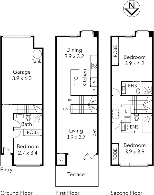 Floorplan of Homely townhouse listing, 61B Gadd Street, Northcote VIC 3070