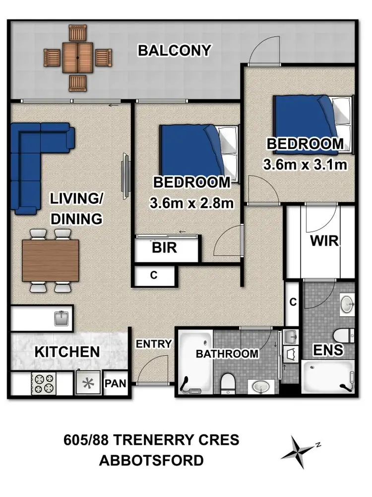 Floorplan of Homely apartment listing, 605/88 Trenerry Crescent, Abbotsford VIC 3067