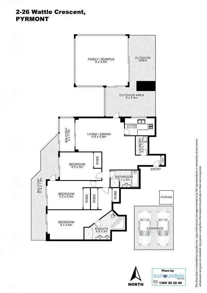 Floorplan of Homely apartment listing, 2-26 Wattle Crescent, Pyrmont NSW 2009