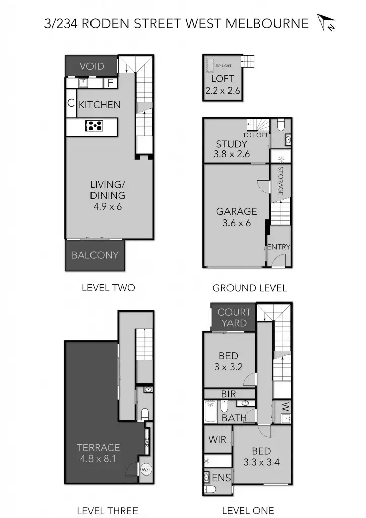 Floorplan of Homely townhouse listing, 3/234 Roden Street, West Melbourne VIC 3003