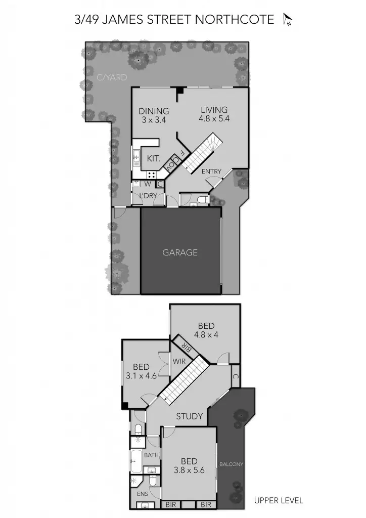 Floorplan of Homely townhouse listing, 3/49 James Street, Northcote VIC 3070