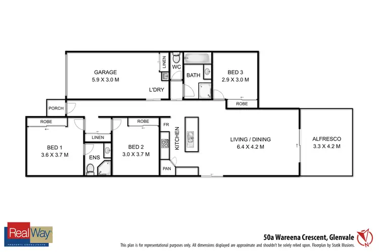Floorplan of Homely unit listing, 1/50 Wareena Crescent, Glenvale QLD 4350