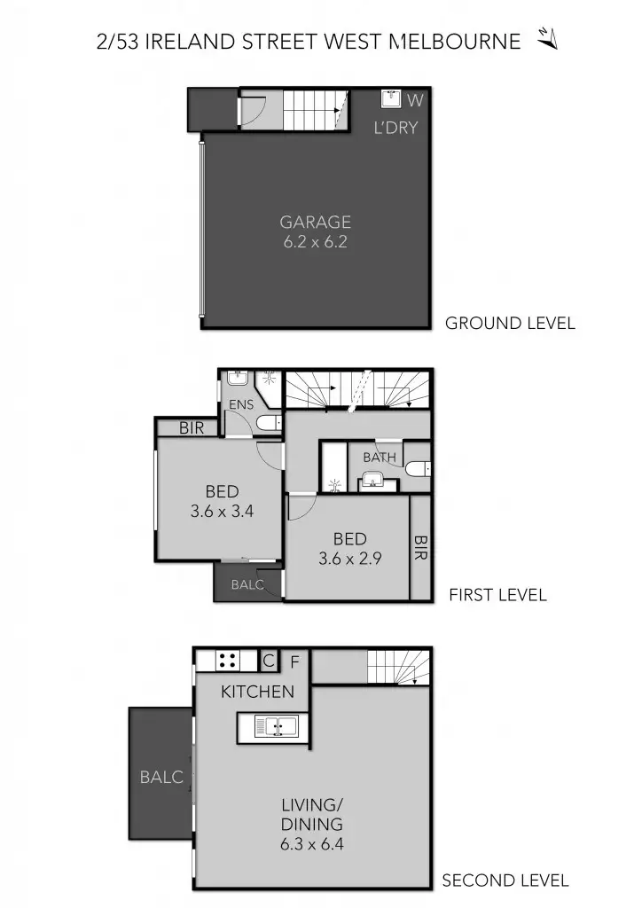 Floorplan of Homely townhouse listing, 2/53 Ireland Street, West Melbourne VIC 3003