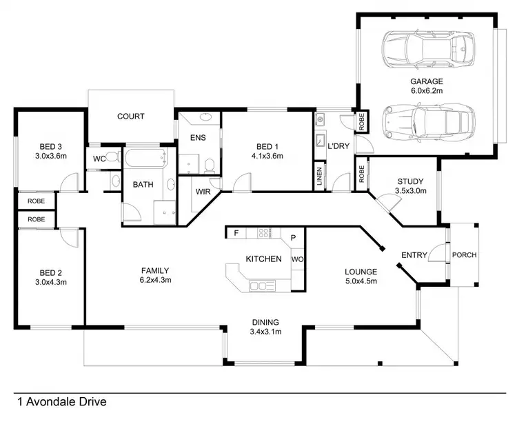 Floorplan of Homely house listing, 1 AVONDALE DRIVE, Wodonga VIC 3690