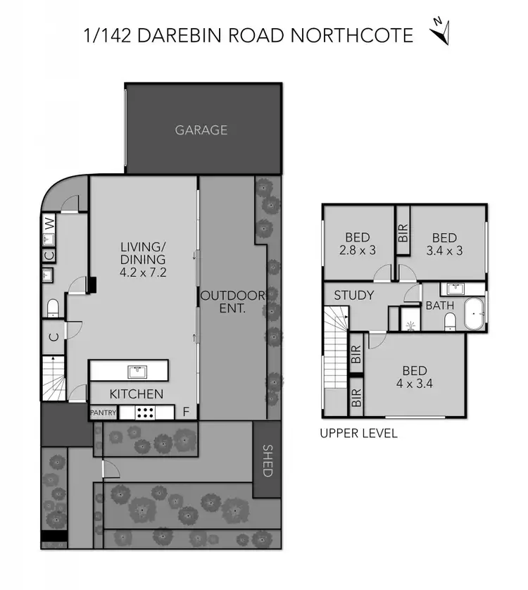 Floorplan of Homely townhouse listing, 1/142 Darebin Road, Northcote VIC 3070