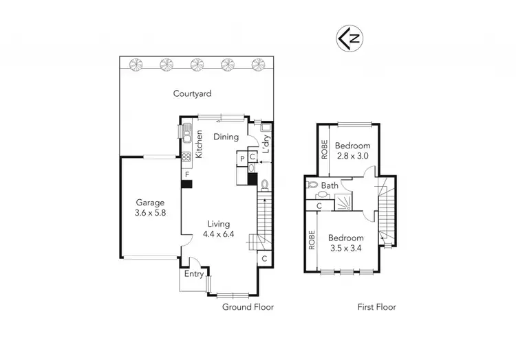Floorplan of Homely townhouse listing, 2/47 Hickford Street, Reservoir VIC 3073