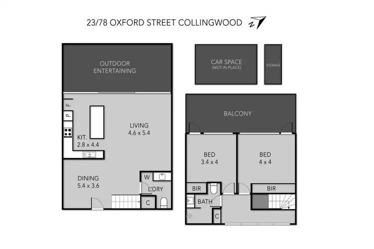 Floorplan of Homely apartment listing, 23/78 Oxford Street, Collingwood VIC 3066