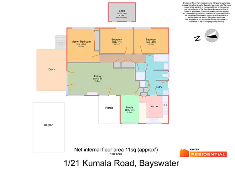 Floorplan of Homely unit listing, 1/21 Kumala Road, Bayswater VIC 3153