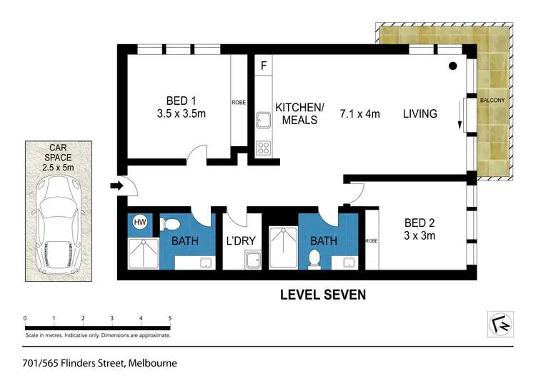 Floorplan of Homely apartment listing, 701/565 Flinders Street, Melbourne VIC 3000