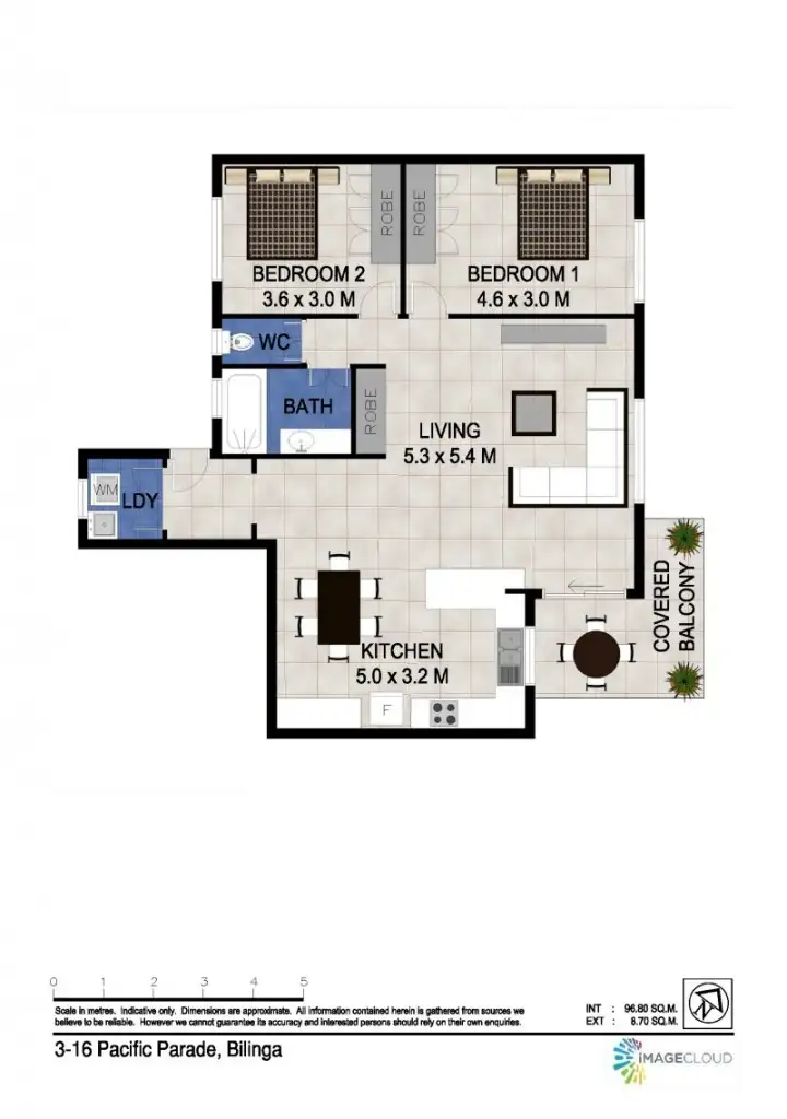 Floorplan of Homely unit listing, 3/16 Pacific Parade 'Yaralla', Bilinga QLD 4225