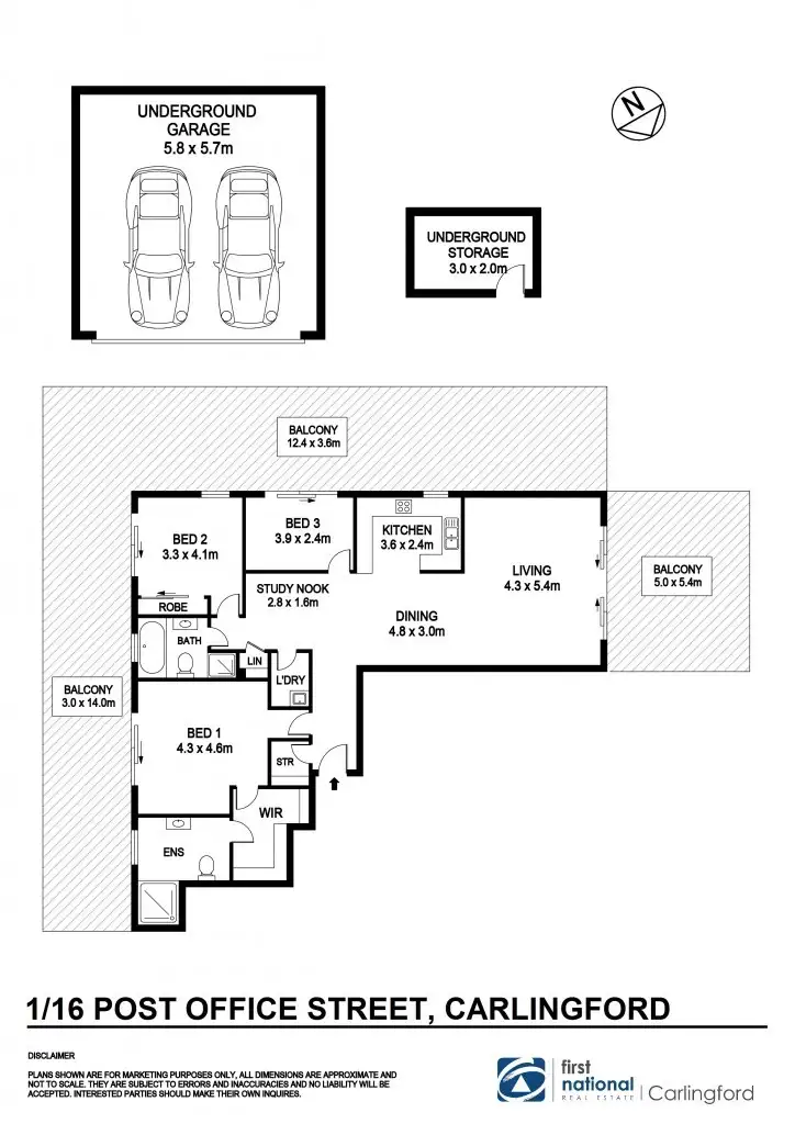 Floorplan of Homely apartment listing, 1/16 Post Office Street, Carlingford NSW 2118