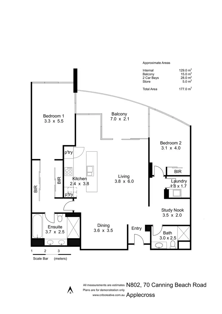 Floorplan of Homely apartment listing, N802/70 Canning Beach Road, Applecross WA 6153