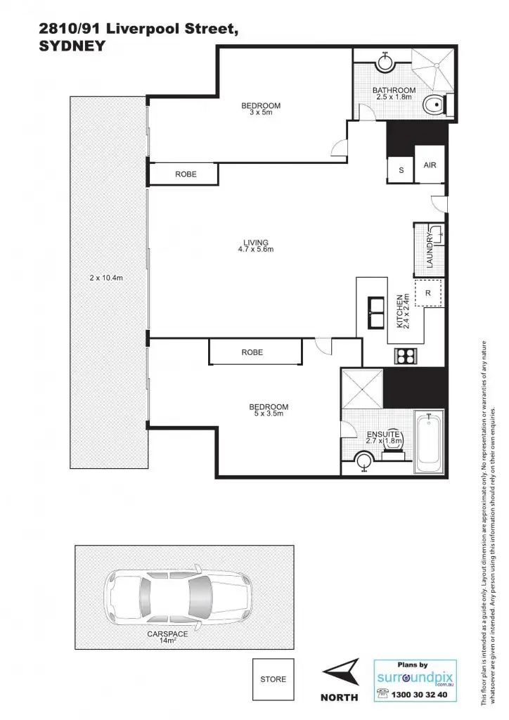 Floorplan of Homely apartment listing, 91 Liverpool Street, Sydney NSW 2000