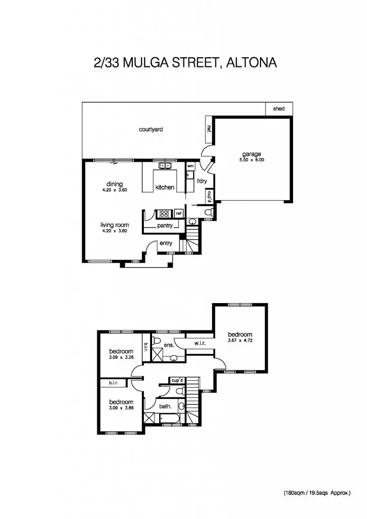 Floorplan of Homely townhouse listing, 1/33 Mulga Street, Altona VIC 3018