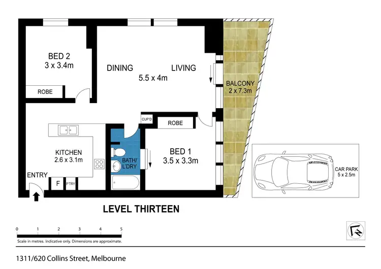 Floorplan of Homely apartment listing, 1311/620 Collins Street, Melbourne VIC 3000