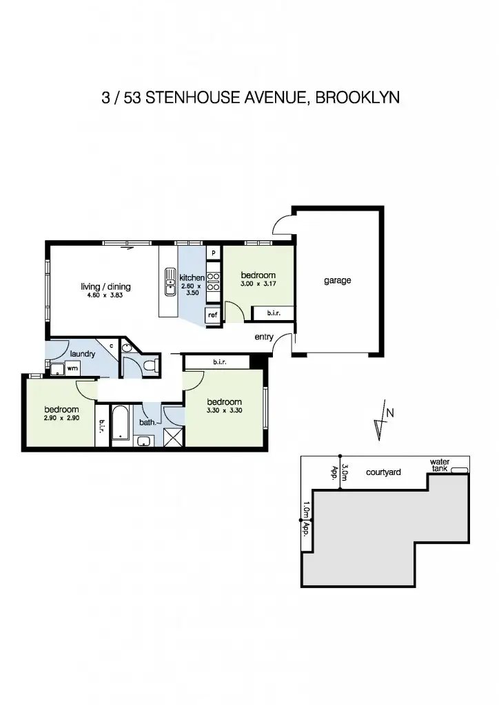 Floorplan of Homely townhouse listing, 3/53 Stenhouse Avenue, Brooklyn VIC 3012
