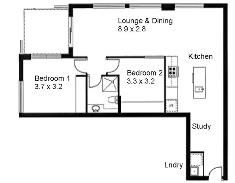 Floorplan of Homely apartment listing, 1307/91 - 97 North Terrace, Adelaide SA 5000