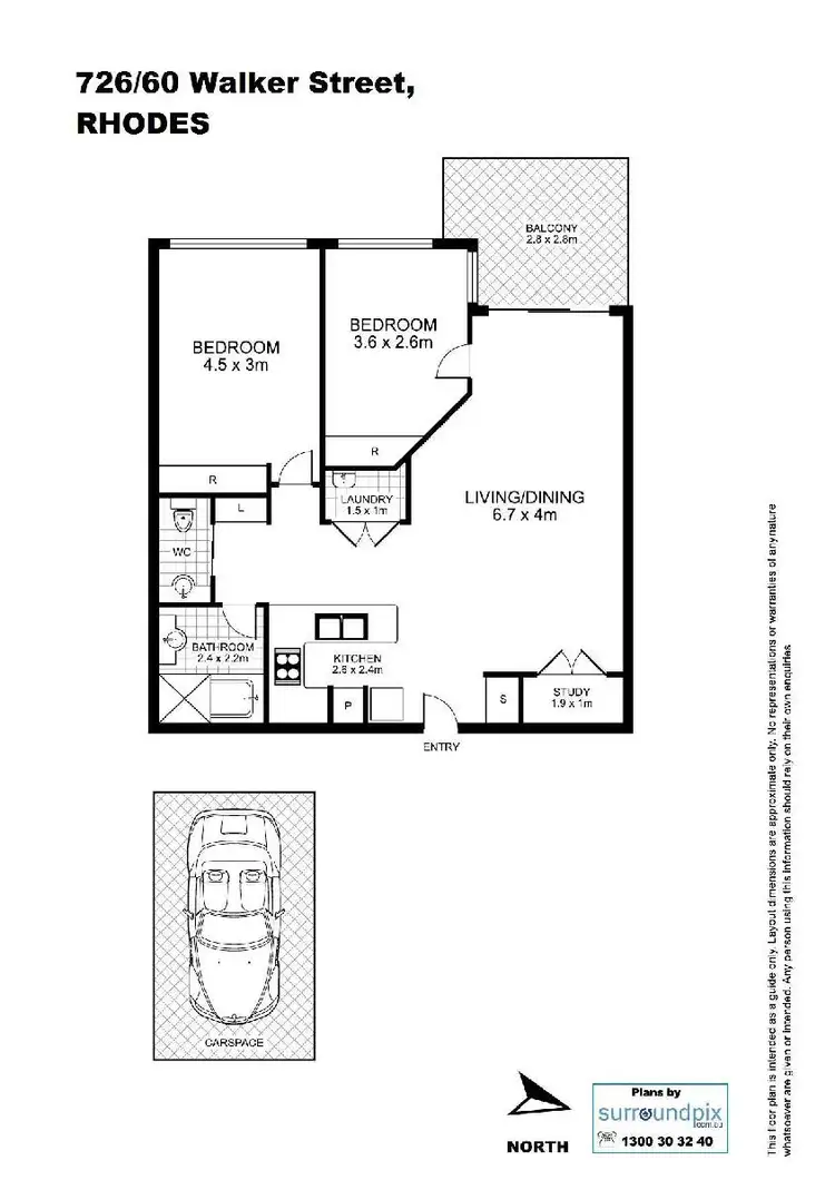 Floorplan of Homely apartment listing, 726/60 Walker Street, Rhodes NSW 2138