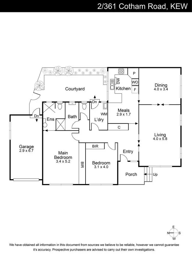 Floorplan of Homely villa listing, 2/361 Cotham Road, Kew VIC 3101