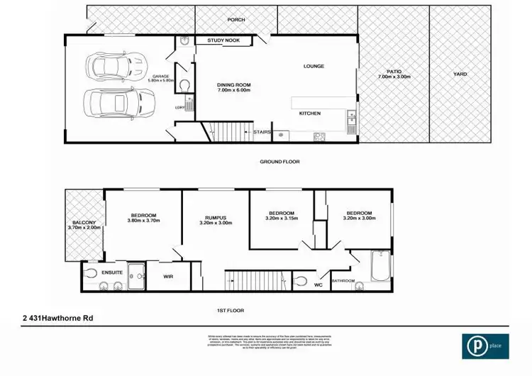 Floorplan of Homely townhouse listing, 2/431 Hawthorne Road, Bulimba QLD 4171