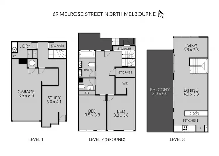 Floorplan of Homely townhouse listing, 69 Melrose Street, North Melbourne VIC 3051
