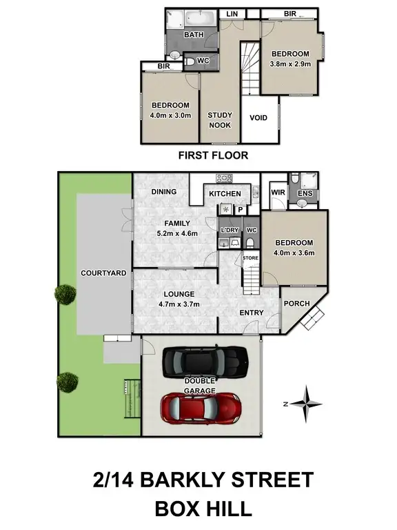 Floorplan of Homely townhouse listing, 2/14 Barkly Street, Box Hill VIC 3128