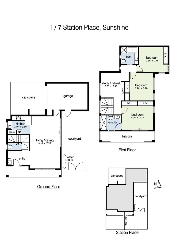Floorplan of Homely townhouse listing, 1/7 Station Place, Sunshine VIC 3020