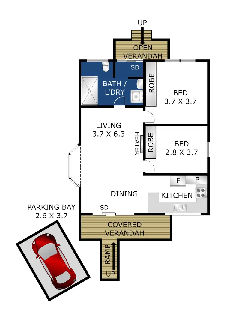 Floorplan of Homely unit listing, 1/66 Geelong Road, Torquay VIC 3228
