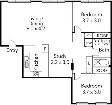 Floorplan of Homely apartment listing, 201/166 Flinders Street, Melbourne VIC 3000