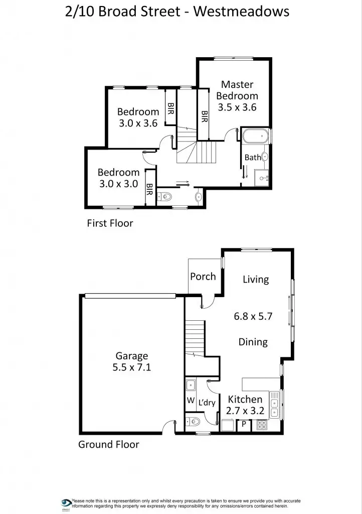 Floorplan of Homely townhouse listing, 3/10 Broad Street, Westmeadows VIC 3049
