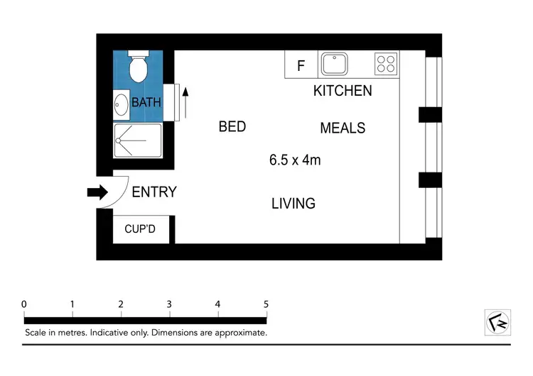 Floorplan of Homely studio listing, 708/480 Collins St, Melbourne VIC 3000