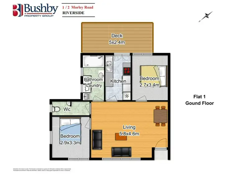 Floorplan of Homely unit listing, 1/2 Morley Road, Riverside TAS 7250