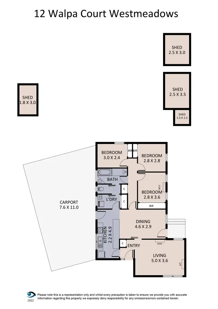 Floorplan of Homely house listing, 12 Walpa Court, Westmeadows VIC 3049
