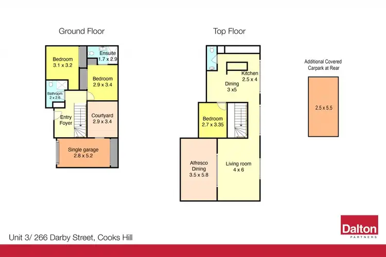 Floorplan of Homely townhouse listing, 3/266 Darby Street, Cooks Hill NSW 2300