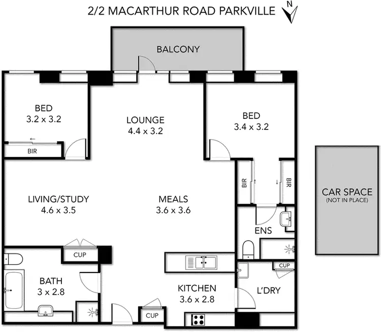 Floorplan of Homely apartment listing, 2/2 Macarthur Road, Parkville VIC 3052