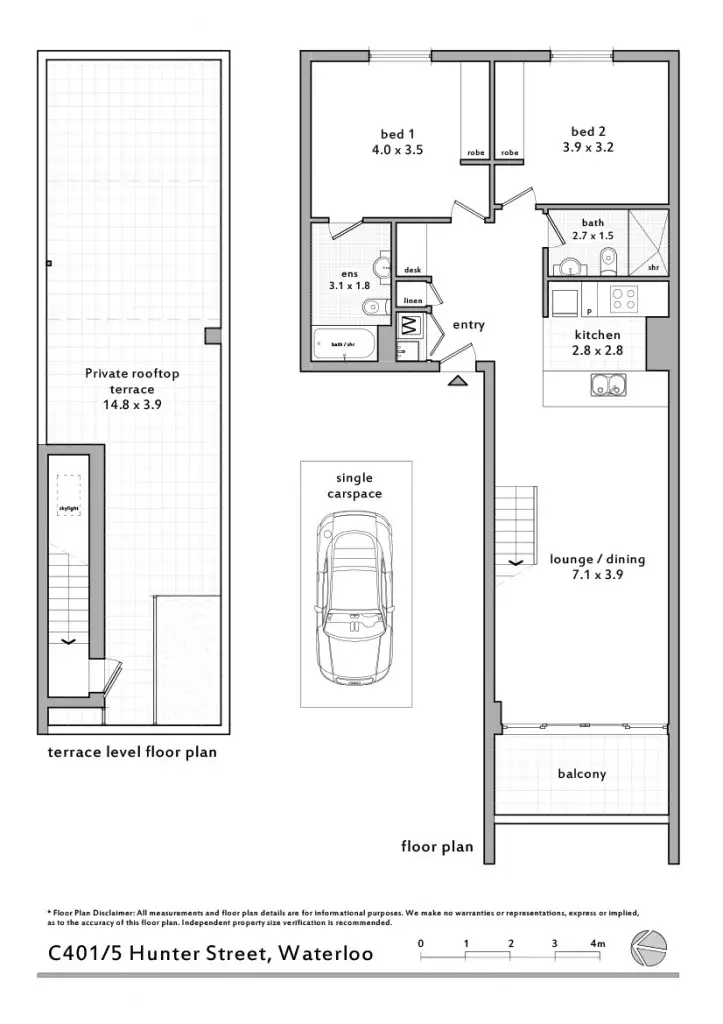 Floorplan of Homely unit listing, C401/5 Hunter St, Waterloo NSW 2017
