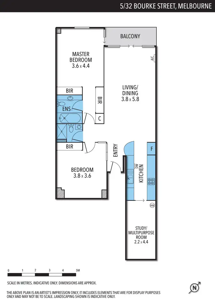 Floorplan of Homely apartment listing, 5/32 Bourke Street, Melbourne VIC 3000