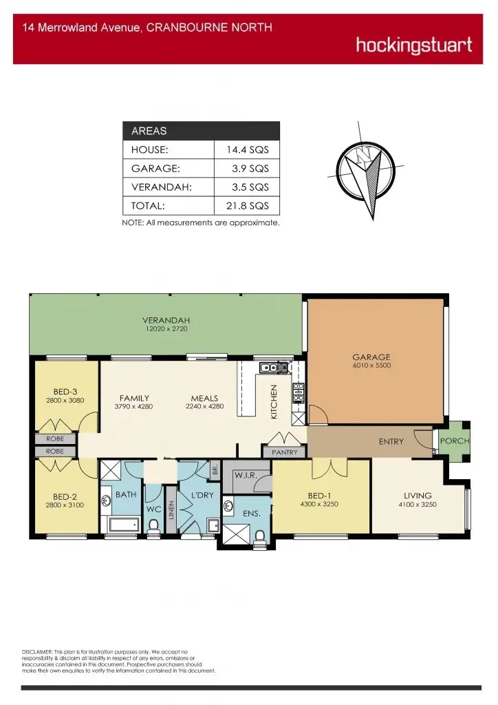 Floorplan of Homely house listing, 14 Merrowland Avenue, Cranbourne North VIC 3977
