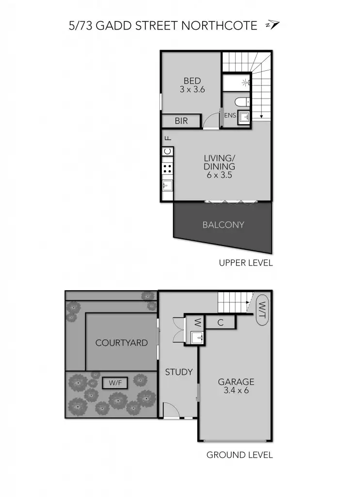 Floorplan of Homely townhouse listing, 5/73 Gadd Street, Northcote VIC 3070