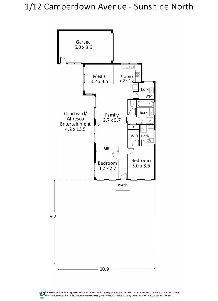 Floorplan of Homely unit listing, 1/12 Camperdown Avenue, Sunshine North VIC 3020