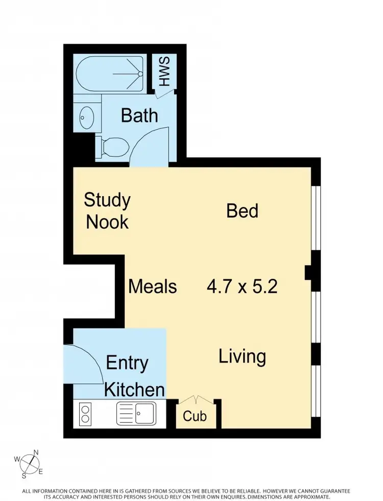 Floorplan of Homely studio listing, 1208/238 Flinders Street, Melbourne VIC 3000