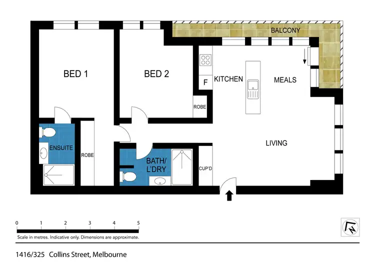 Floorplan of Homely apartment listing, 1416/325 Collins St, Melbourne VIC 3000