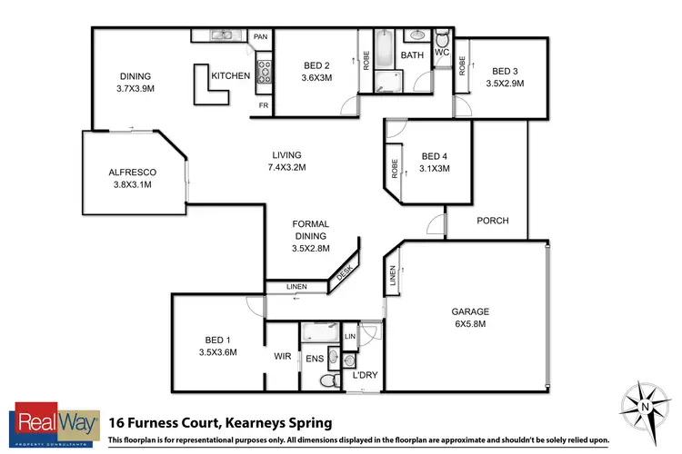 Floorplan of Homely house listing, 16 Furness Court, Kearneys Spring QLD 4350